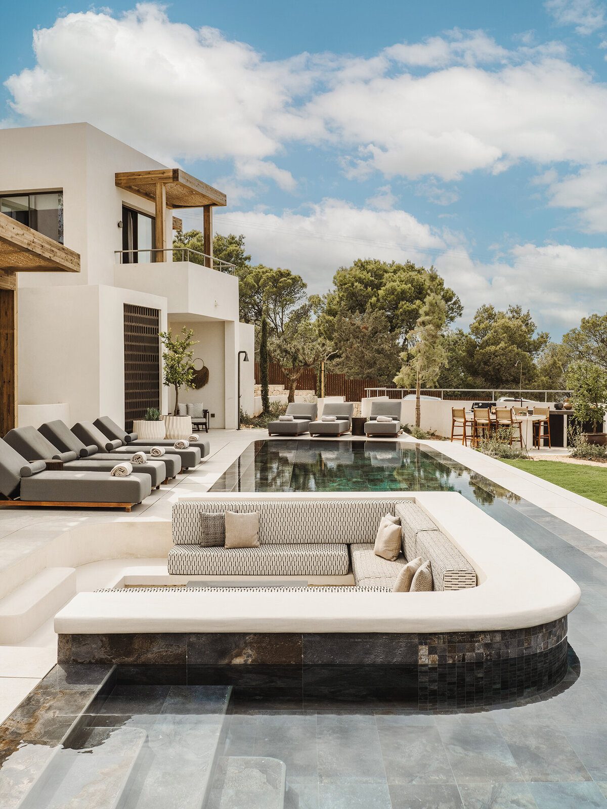 The pool's sunken lounge