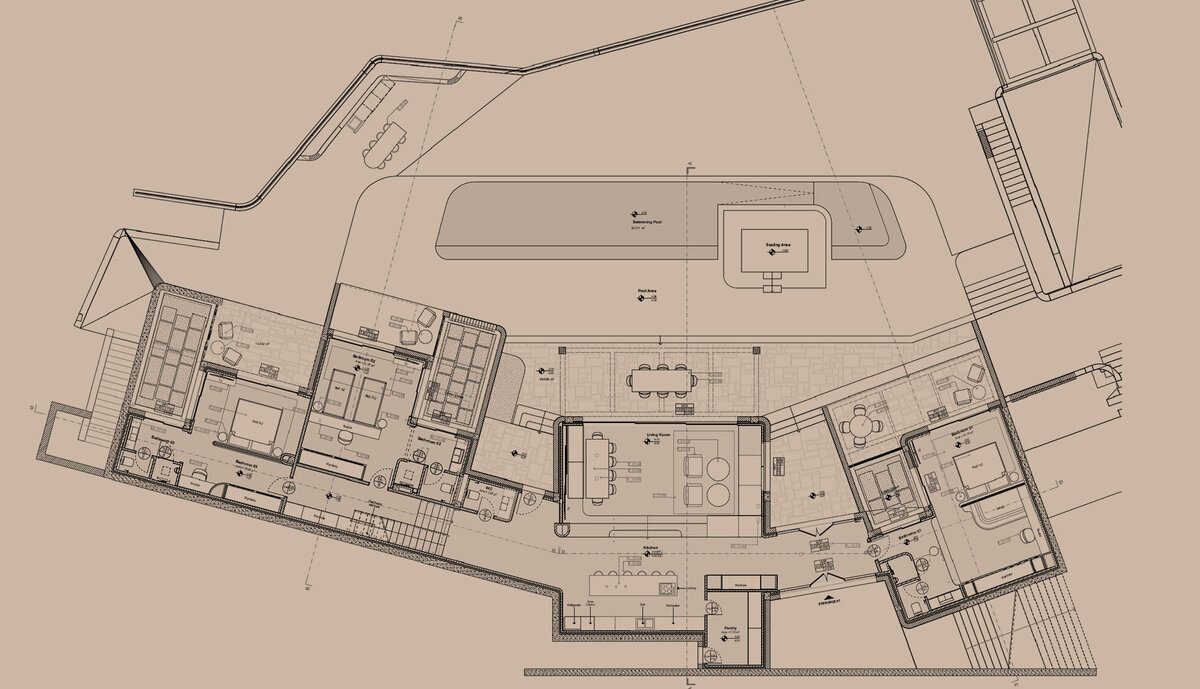 Architect's ground-floor plan of Villa Sapphire